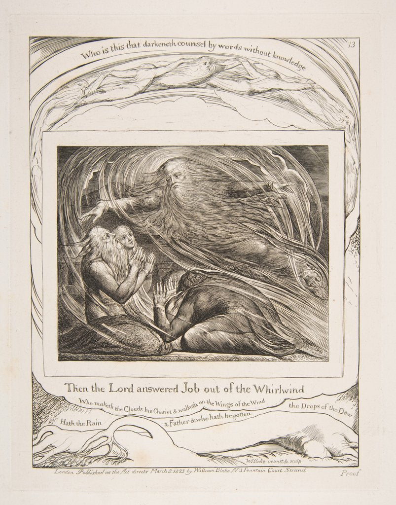 Detail of The Lord Answering Job out of the Whirlwind, from Illustrations of the Book of Job, 1825-26 by William Blake