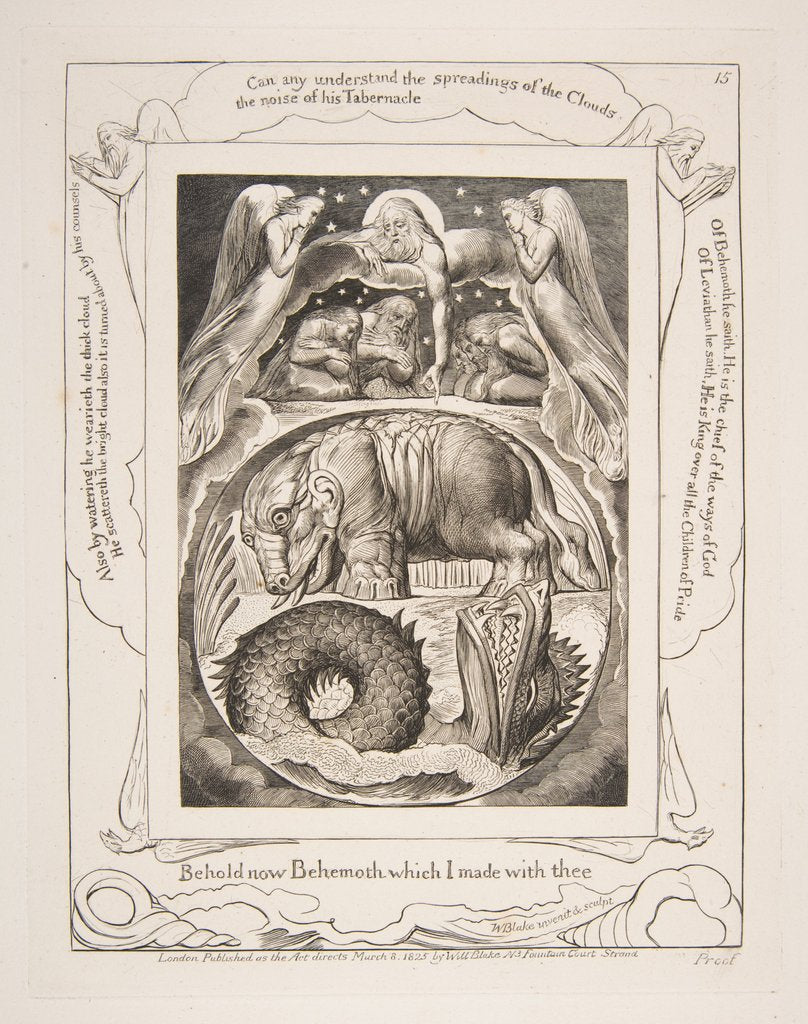 Detail of Behemoth and Leviathan, from Illustrations of the Book of Job, 1825-26 by William Blake