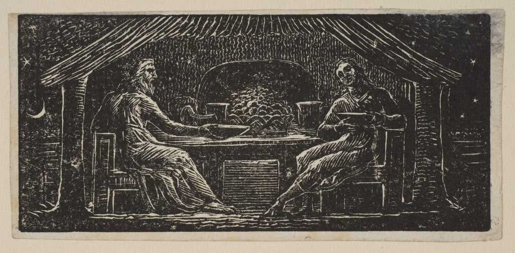 Detail of Thenot and Colinet Eat Their Evening Meal, from Thornton's Pastorals of Virgil, 1821 by William Blake