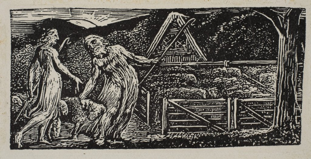 Detail of Thenot and Colinet Lead Their Flocks Together, from Thornton's Pastorals of Virgil, 1821 by William Blake
