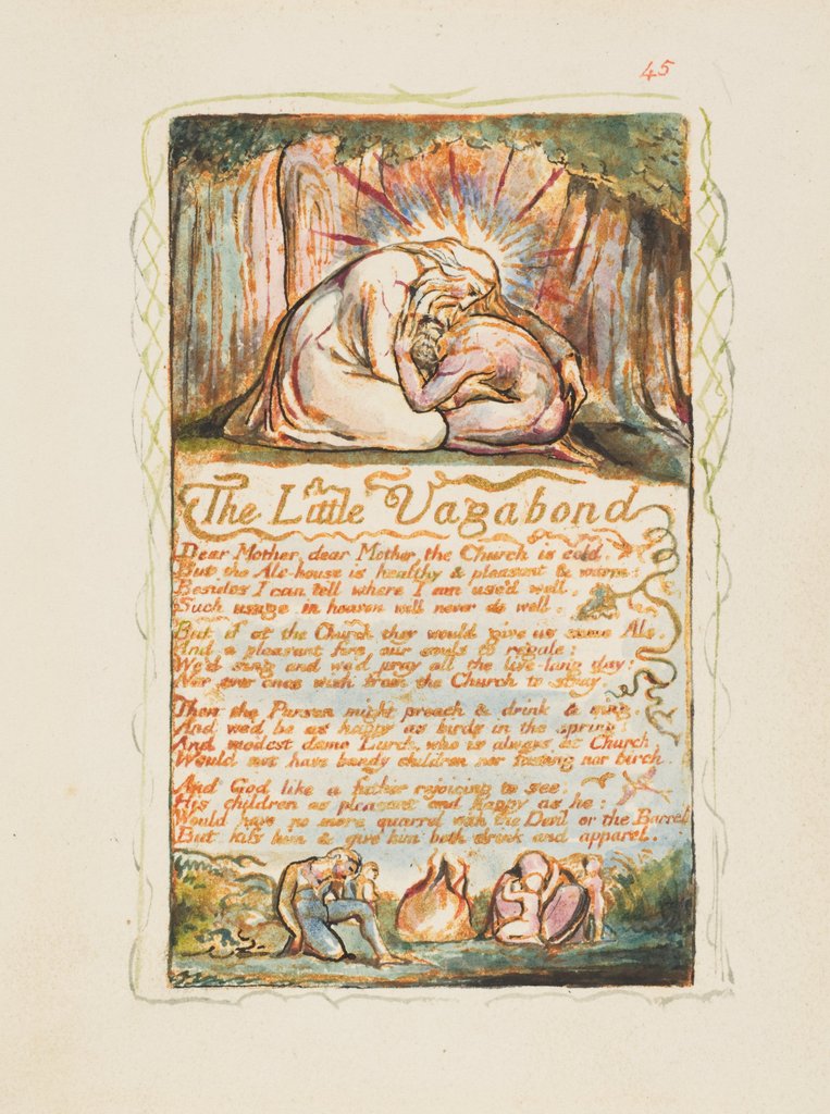 Detail of Songs of Innocence and of Experience: The Little Vagabond, ca. 1825 by William Blake