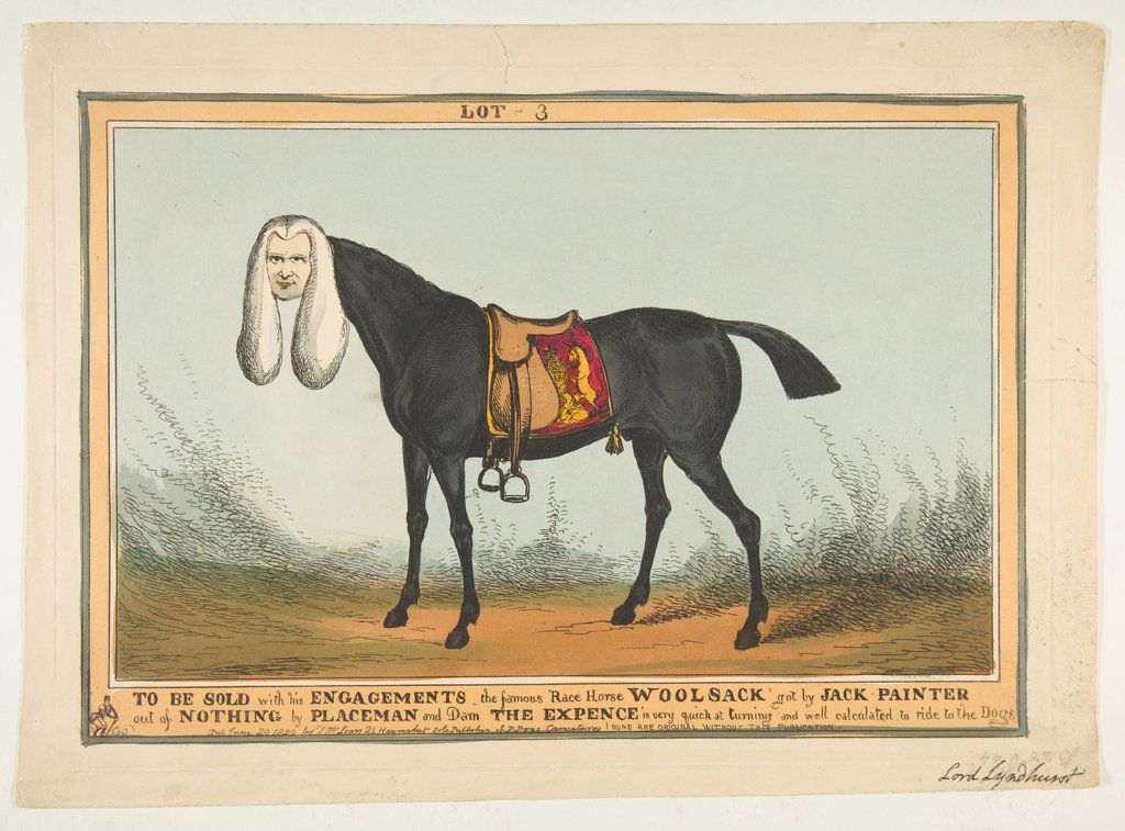 Detail of To Be Sold With All His Engagements-The Famous Race Horse Woolsack, June 29, 1829 by William Heath