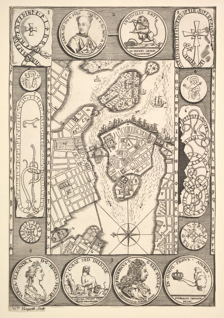 Detail of Map of Stockhol by William Hogarth