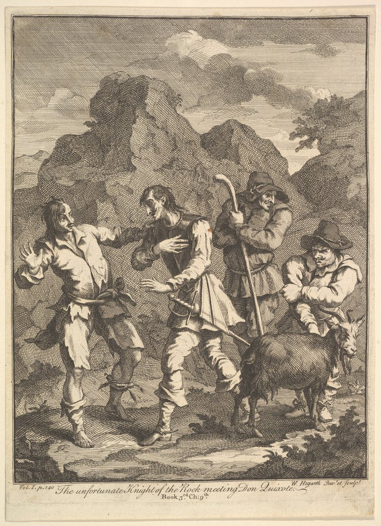 Detail of Don Quixote and the Knight of the Rock, 1756 or after by William Hogarth