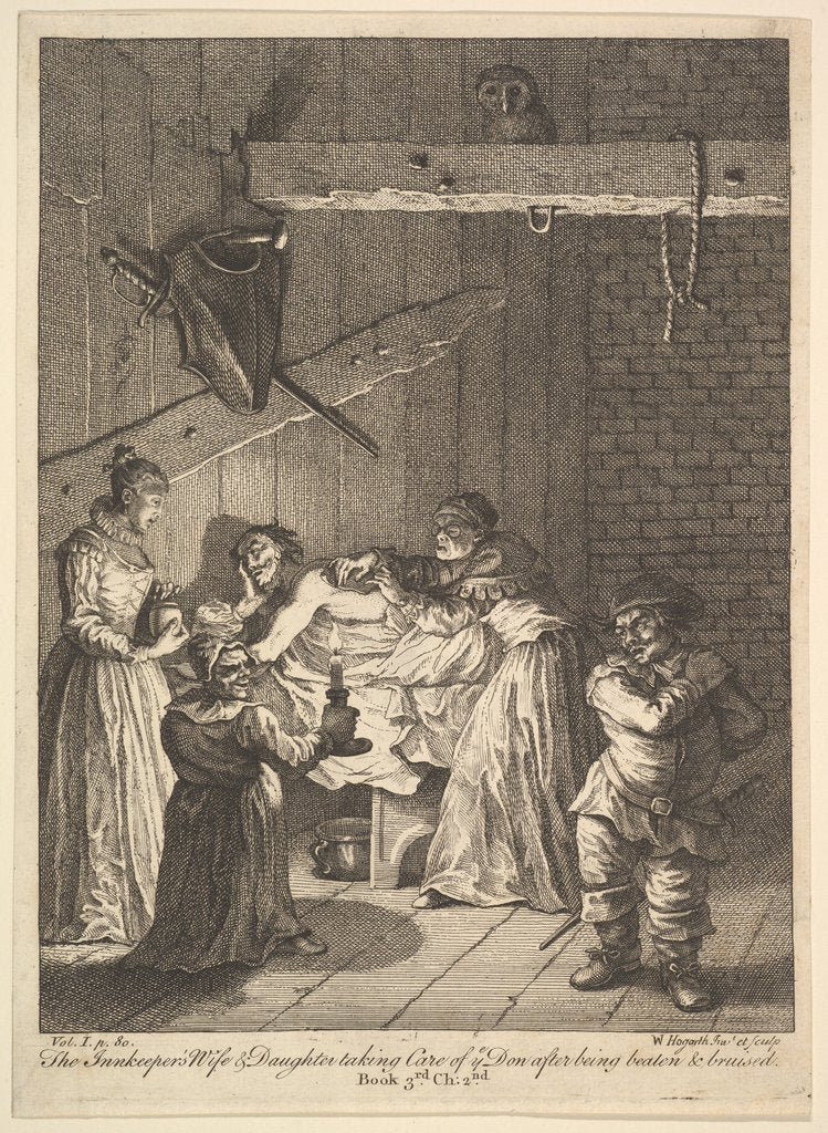 Detail of The Innkeeper's Wife and Daughter Taking Care of ye Don after Being Beaten and Br…, 1756 or after by William Hogarth