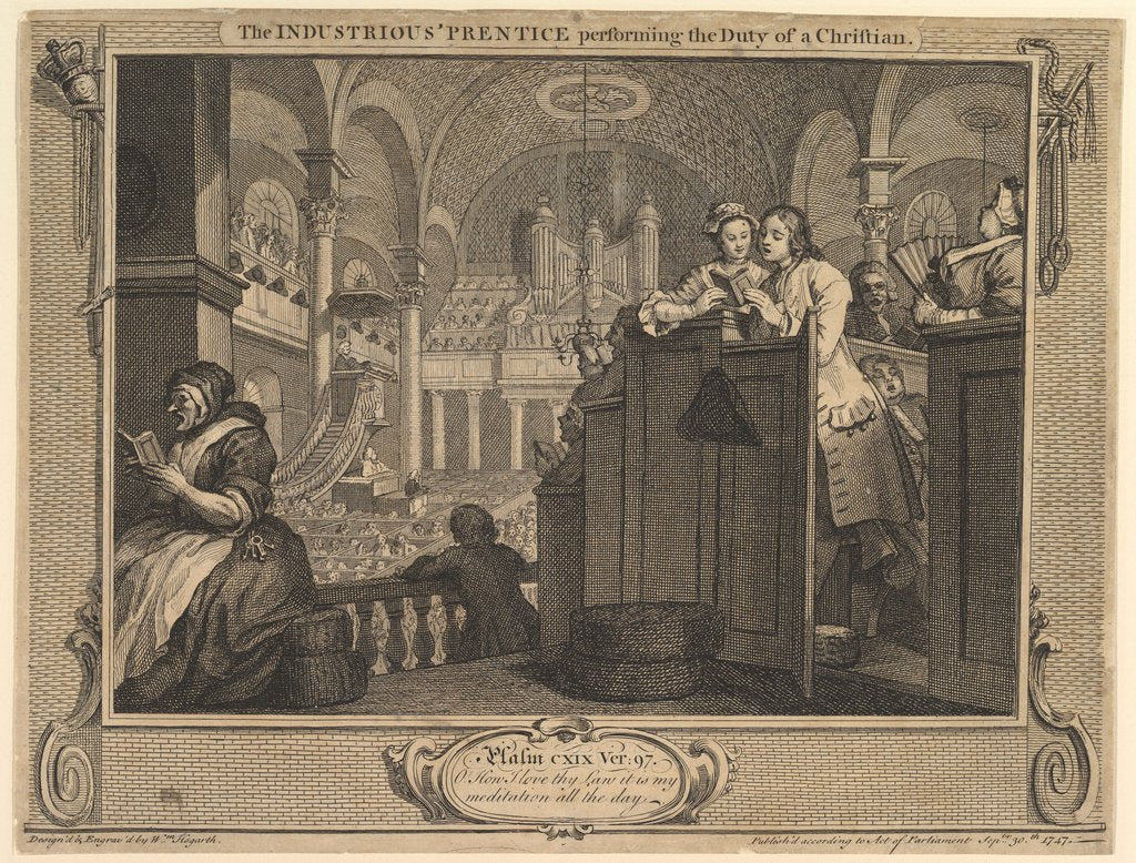 Detail of The Industrious 'Prentice Performing the Duty of a Christian: Industry and I…, September 30, 1747 by William Hogarth