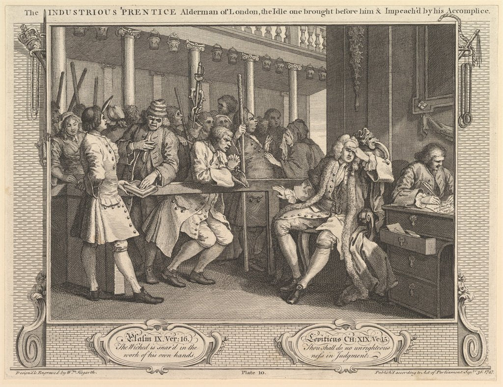 Detail of The Industrious 'Prentice Alderman of London, the Idle One Brought Before Hi…, September 30, 1747 by William Hogarth