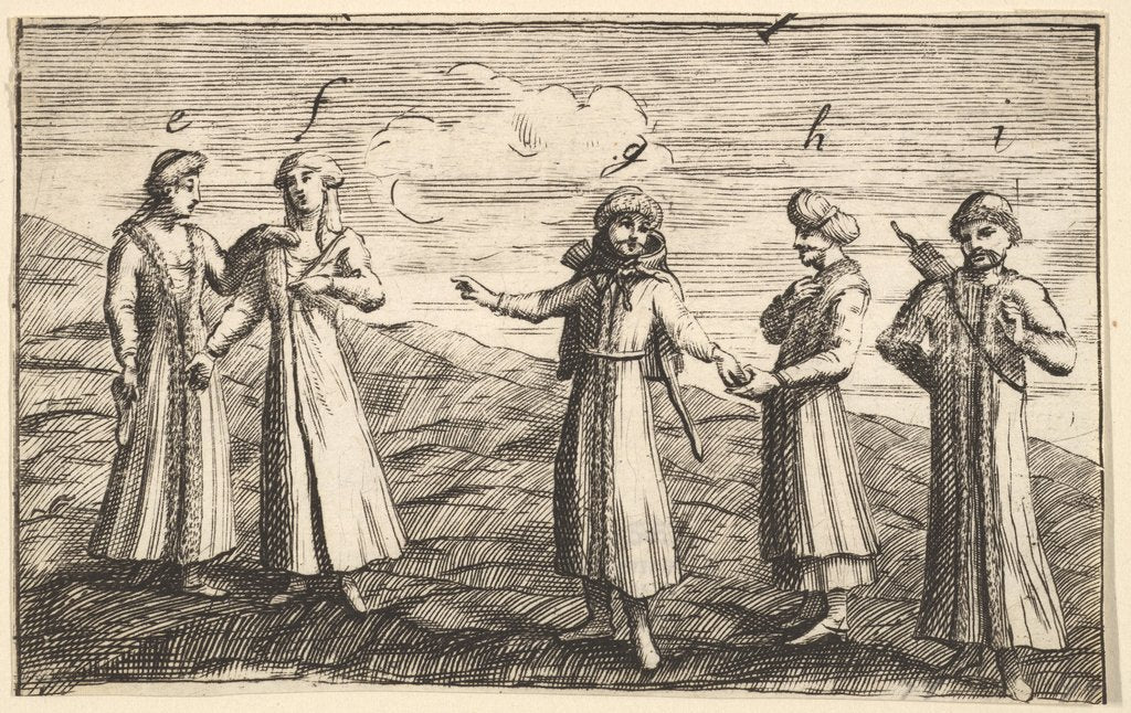 Detail of Five Standing Muscovite by William Hogarth