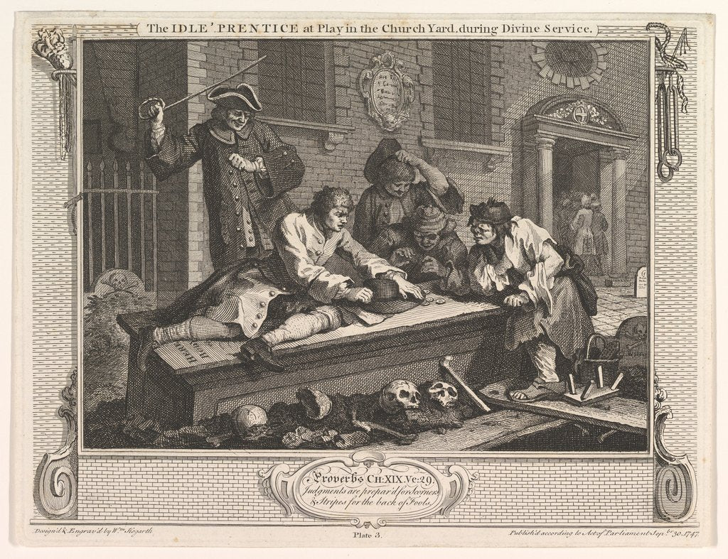 Detail of The Idle 'Prentice at Play in the Church Yard, September 30, 1747 by William Hogarth