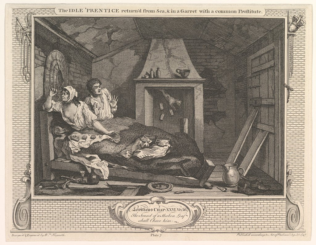 Detail of The Idle 'Prentice Returned from Sea and in a Garret with a Common Prostitute…, December 30, 1747 by William Hogarth