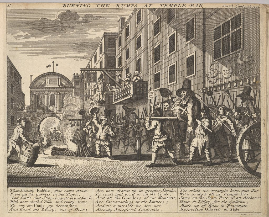 Detail of Burning the Rumps at Temple Bar, 1725-30 by Unknown