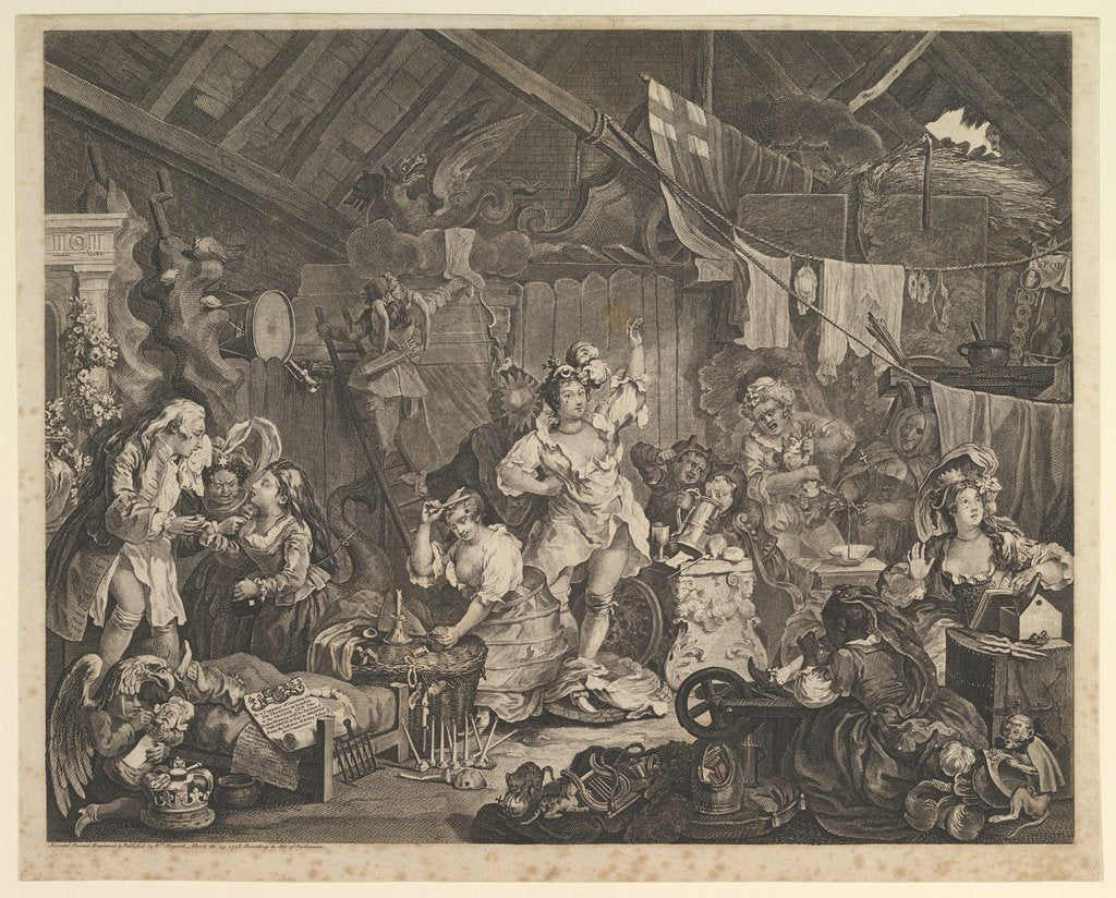 Detail of Strolling Actresses Dressing in a Barn, May 1738 by William Hogarth