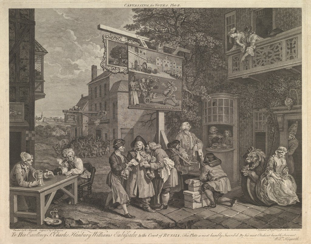 Detail of Canvassing for Votes, Plate II: Four Prints of an Election, February 20, 1757 by Charles Grignion