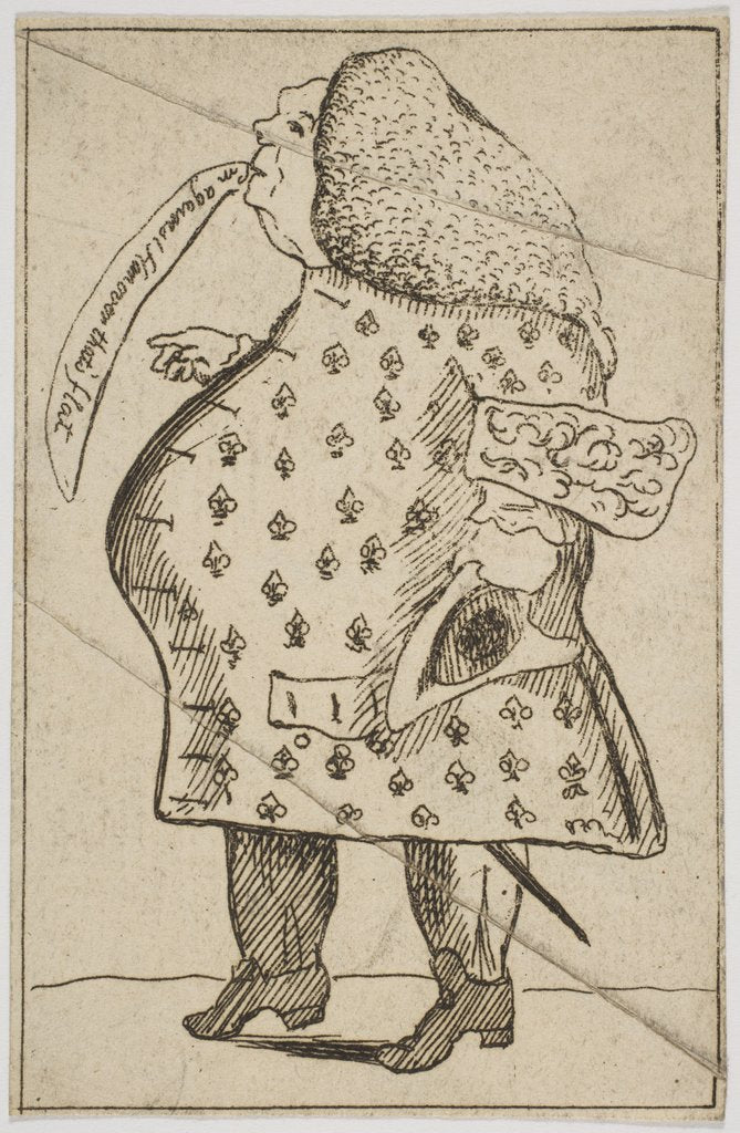Detail of Caricature of a Man declaring: 'I'm against Hanover that's flat', ca. 1757 by George Townshend (attributed to)