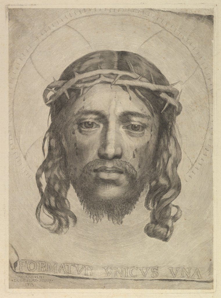 Detail of Face of Christ on St. Veronica's Veil, 1735 by Dudesert