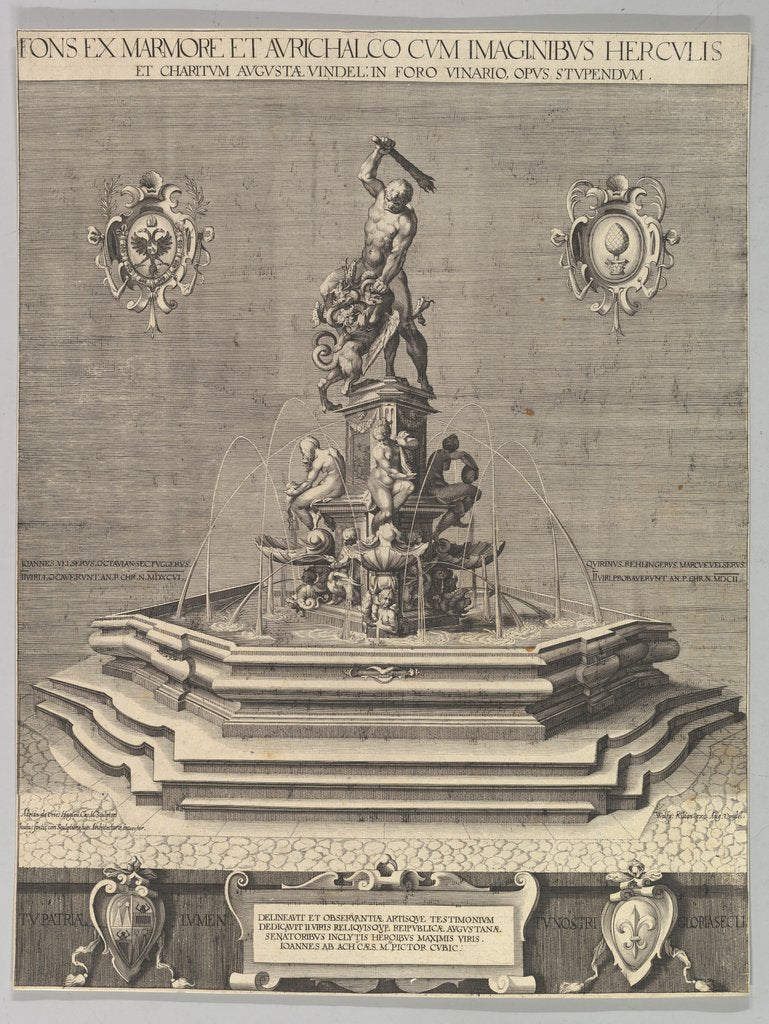 Detail of Fountain of Hercules in Augsburg, 1602 by Unknown