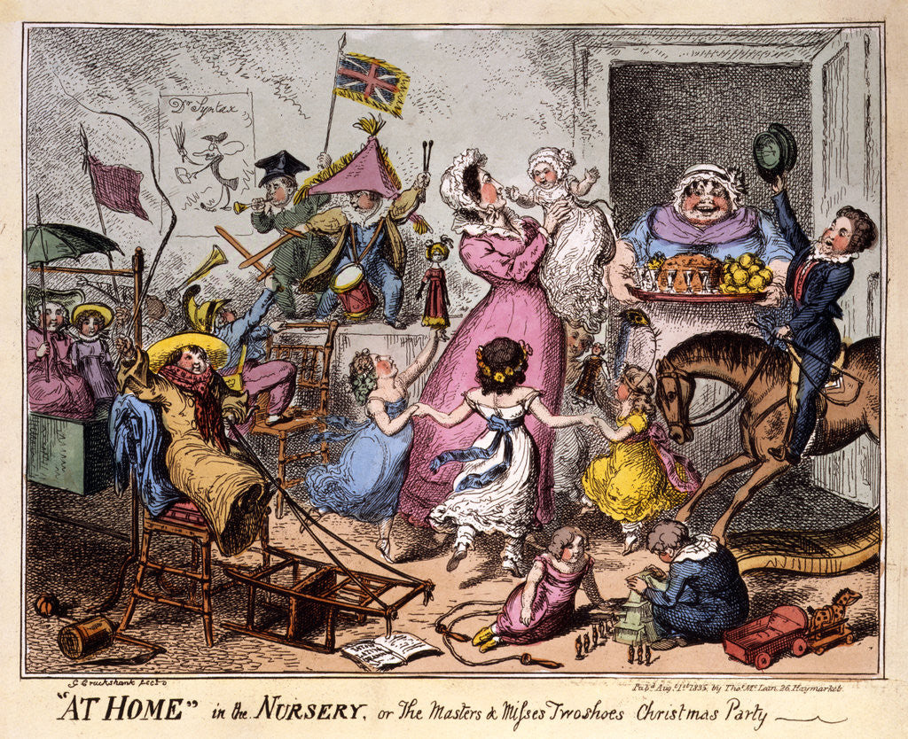 Detail of AT HOME in the NURSERY, or The Masters and misses wo shoes Christmas Party by George Cruikshank