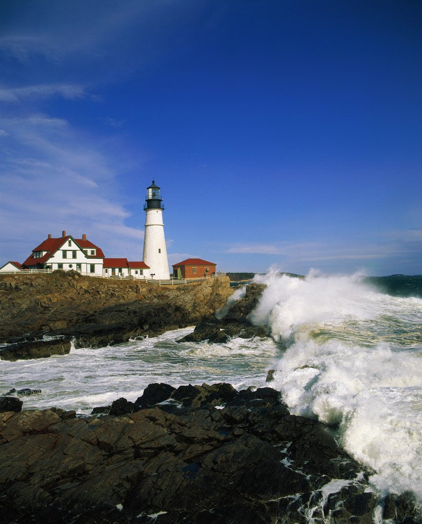 Detail of Lighthouse on Coastline by Anonymous