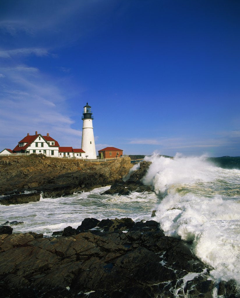 Detail of Lighthouse on Coastline by Corbis