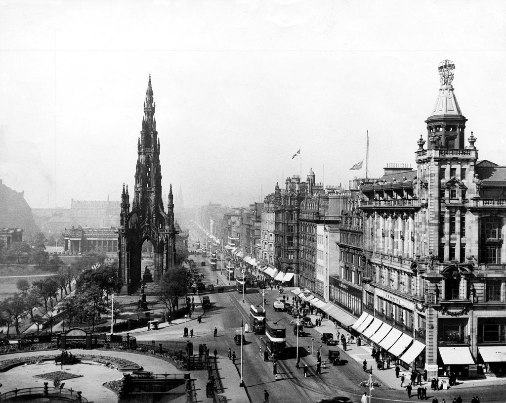 Detail of Edinburgh, Princes Street in 1938 by Associated Newspapers