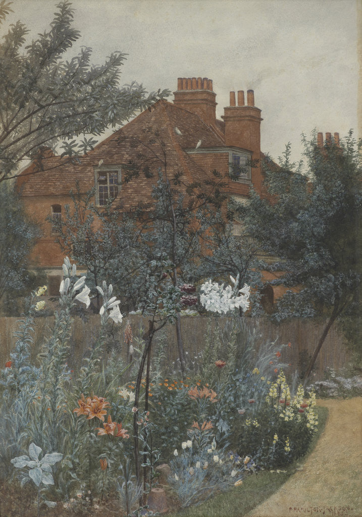 Detail of View of a garden in Bedford Park by F. Hamilton Jackson