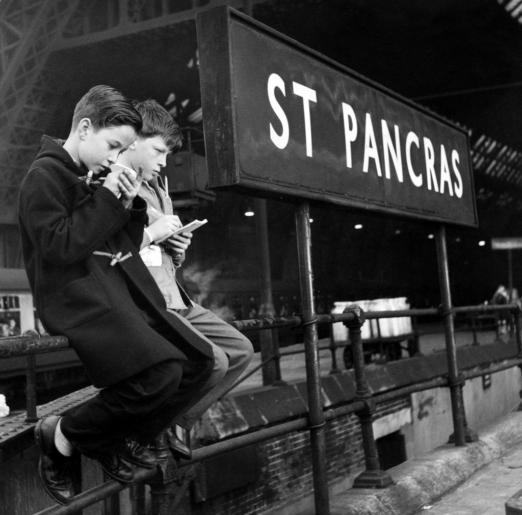 Detail of Trainspotters at St Pancras by Associated Newspapers