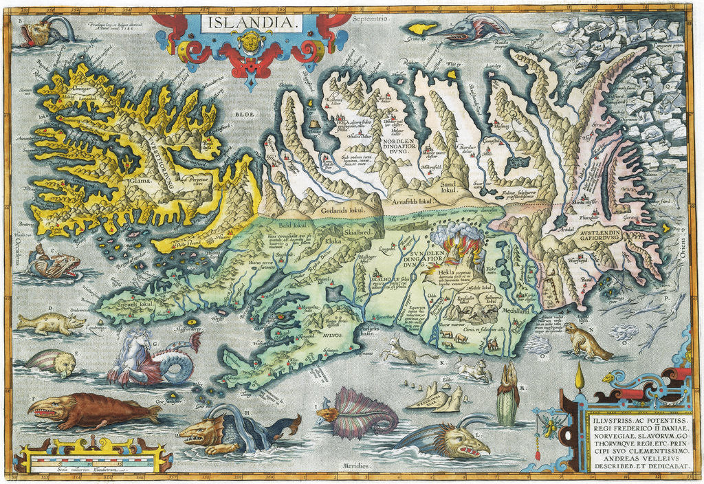 Detail of Islandia 16th-Century Map of Iceland by Corbis