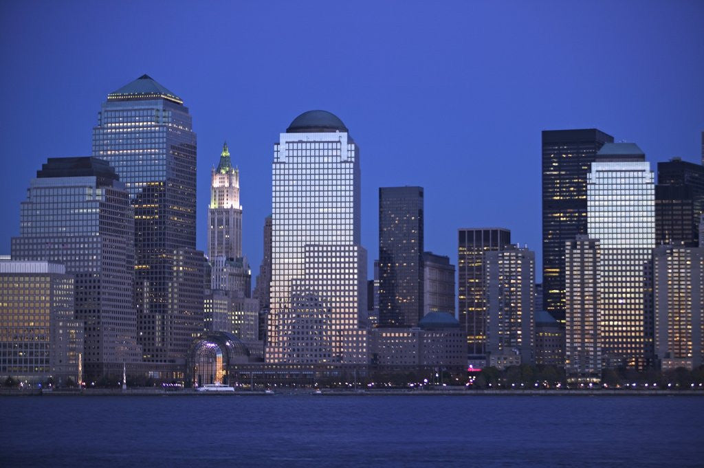 Detail of Skyline of Manhattan at Twilight by Corbis