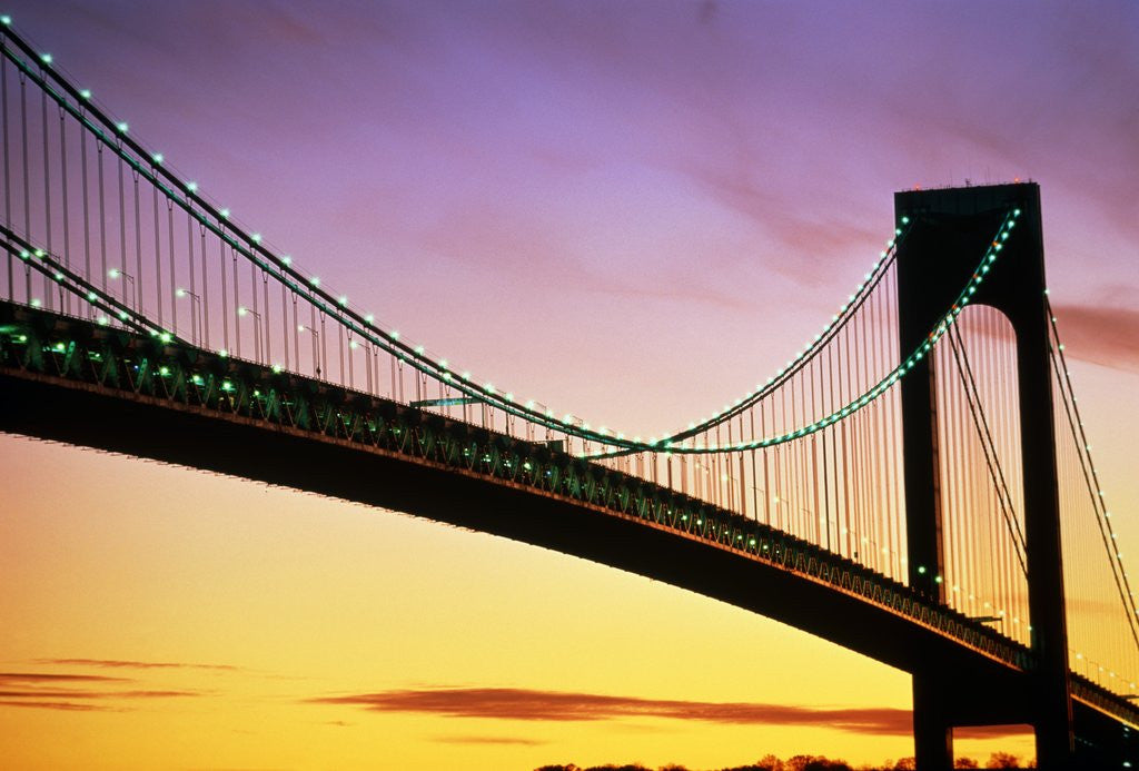 Detail of Verrazano Narrows Bridge at Dusk by Anonymous