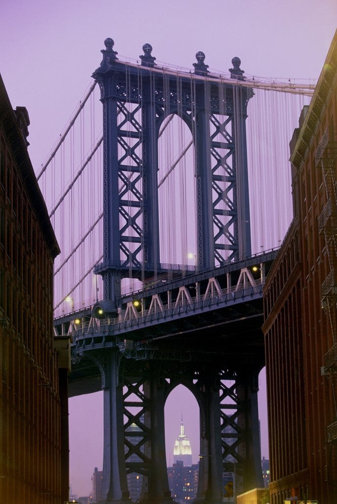 Detail of Manhattan Bridge, Empire State Building, New York City, USA by Corbis