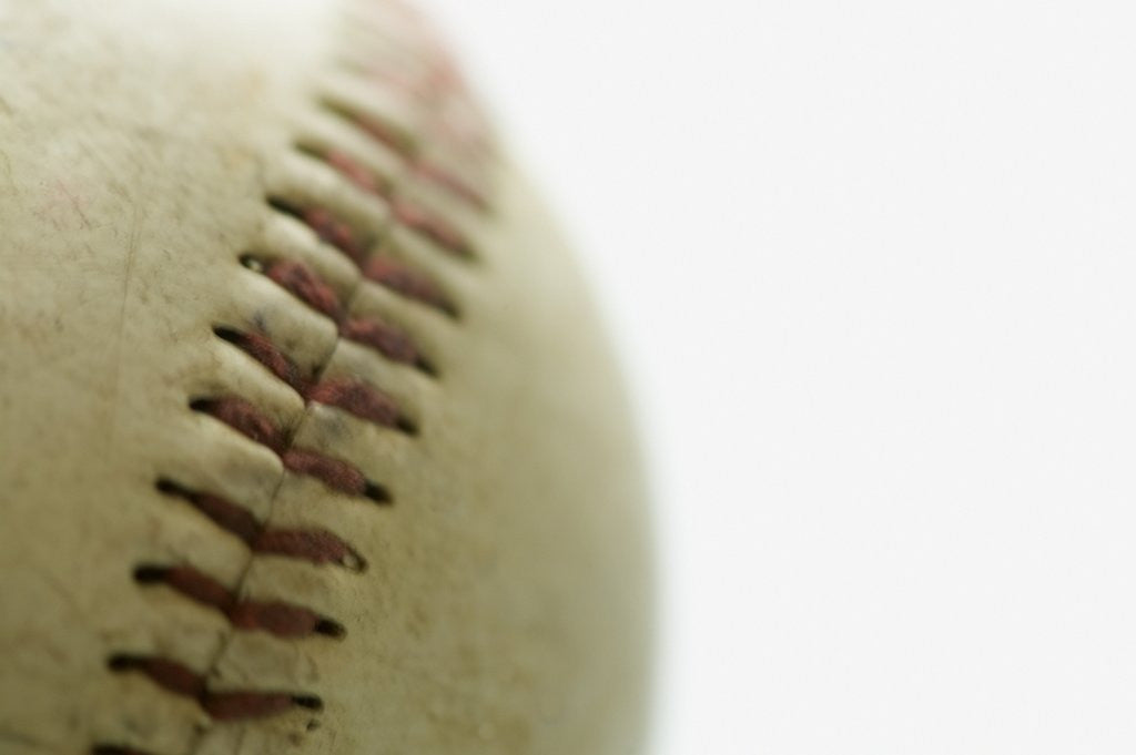 Detail of stitching on baseball by Anonymous