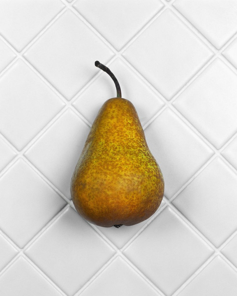 Detail of Pear in front of white background by Anonymous