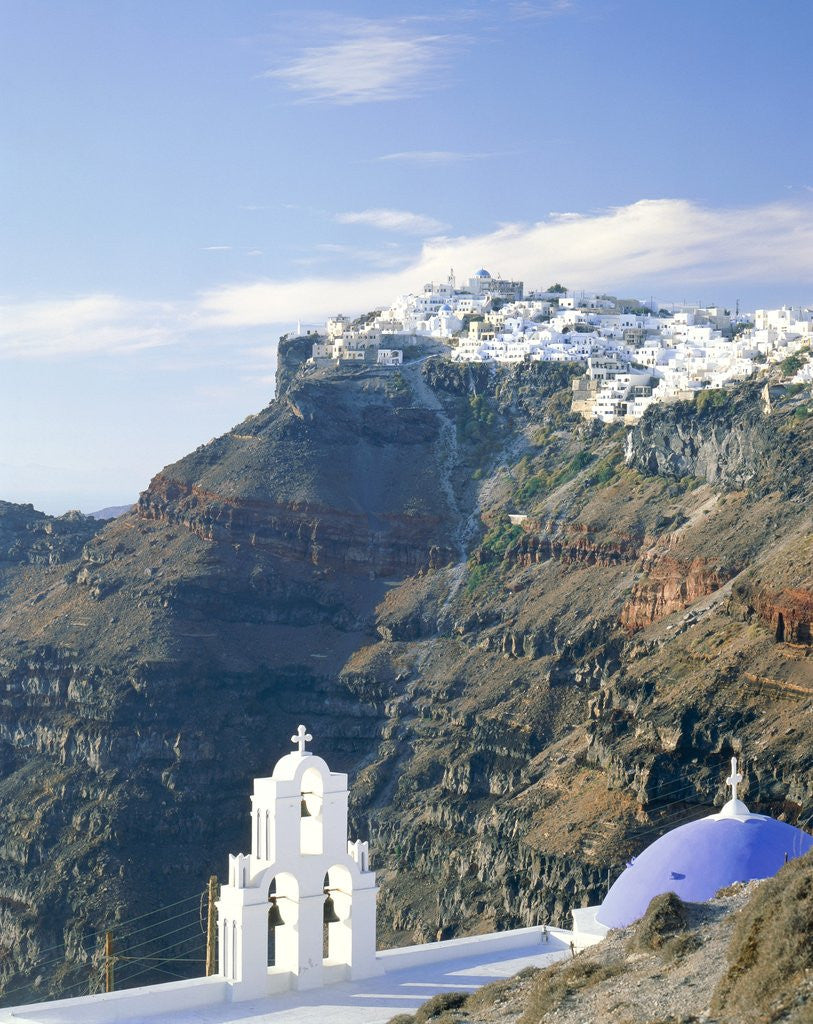 Detail of Church and town view, Cyclades, Santorin, Greece by Anonymous