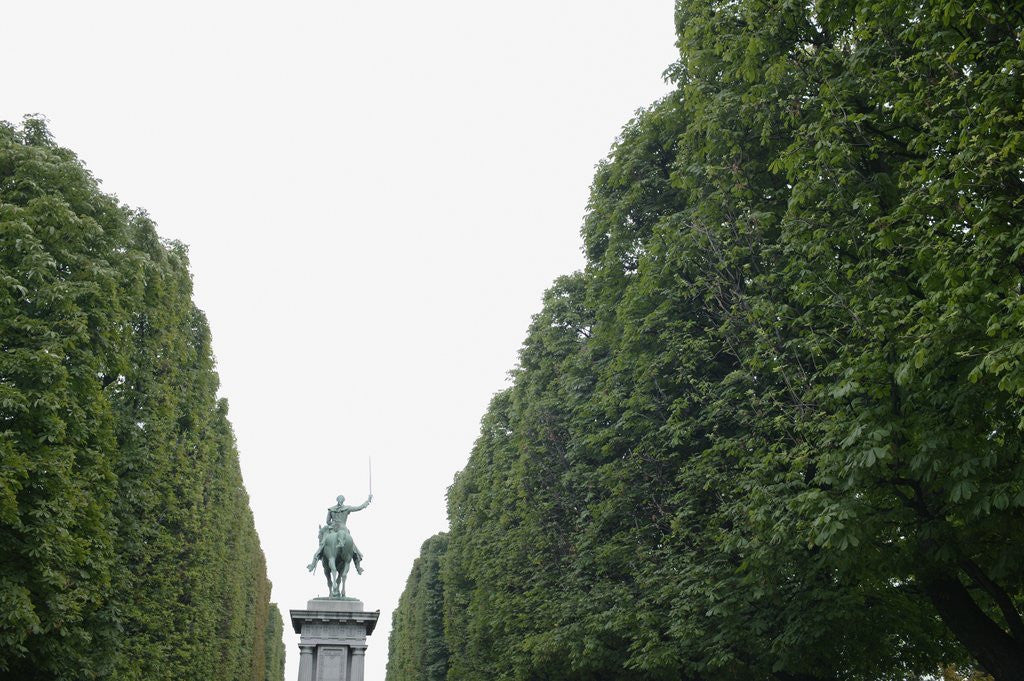 Detail of Equestrian statue between trees, Paris, France by Anonymous