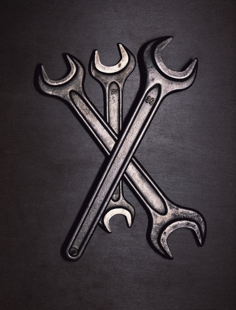 Detail of three open-ended slugging wrenches by Anonymous