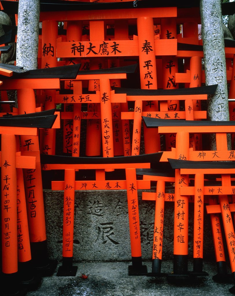 Detail of Torii Gates at Fushimi Inari Shrine, Japan, Kyoto by Anonymous