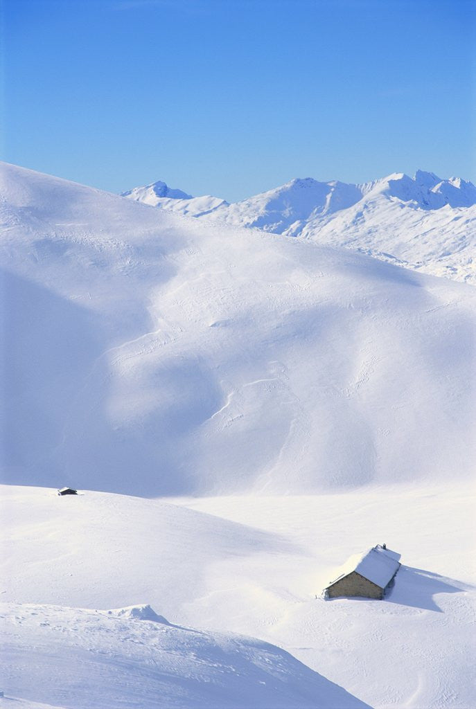 Detail of Hut in mountains, winter, Lenzerheide, Graubunden Canton, Switzerland by Anonymous