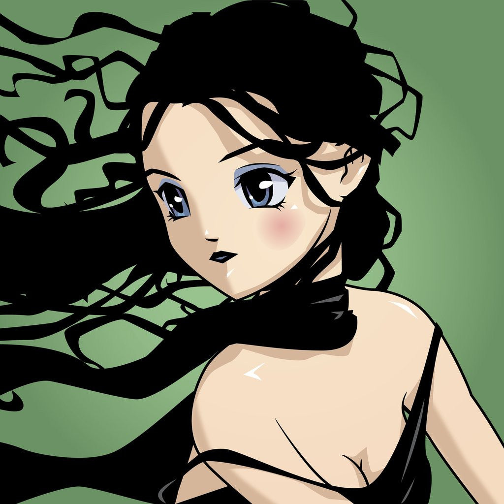 Detail of Wind Blown Anime Girl by Anonymous