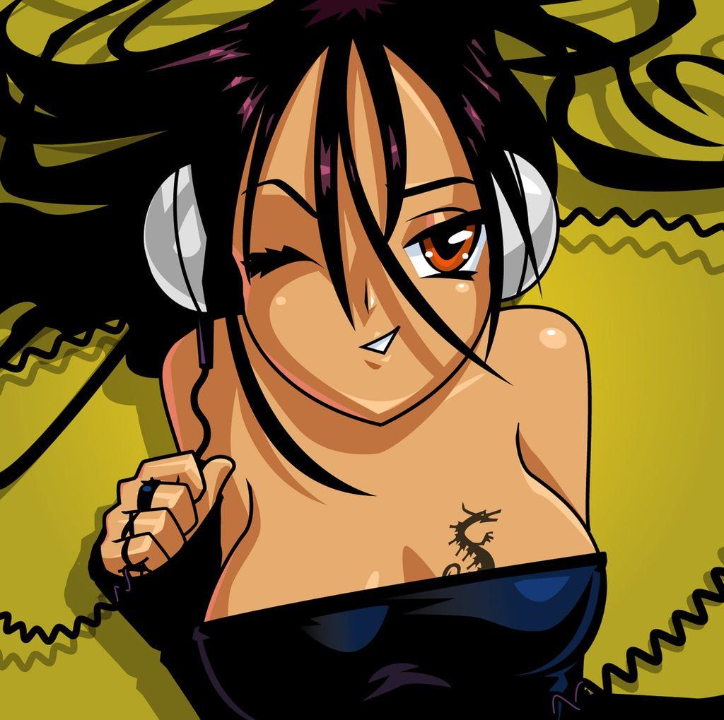 Detail of Anime Girl In Headphones by Corbis