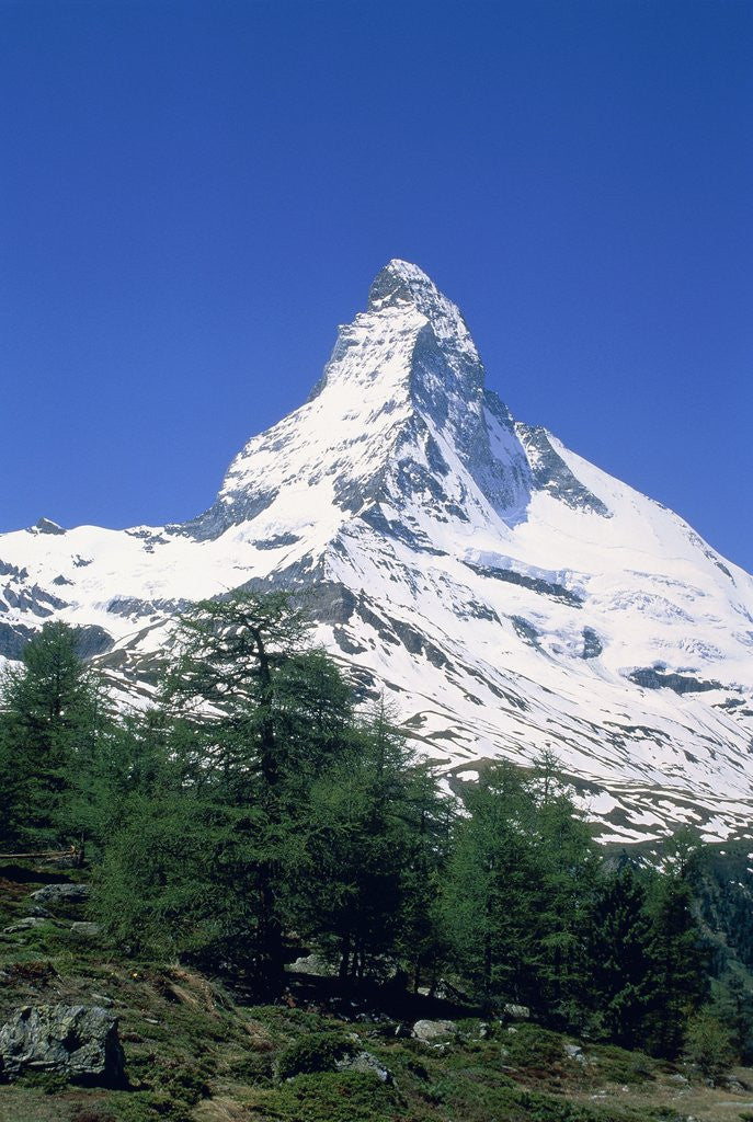 Detail of Matterhorn, with snow covered peak, Switzerland, Zermatt by Corbis