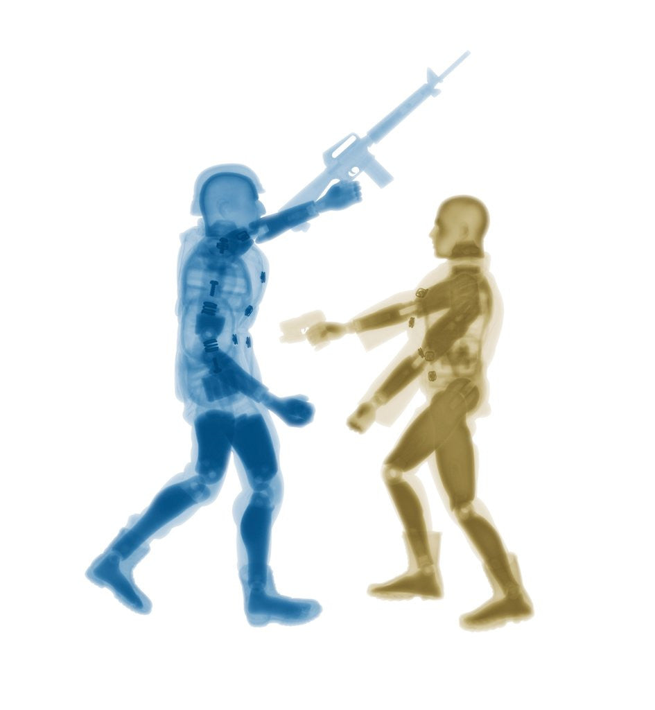 Detail of Human figures with firearms by Anonymous