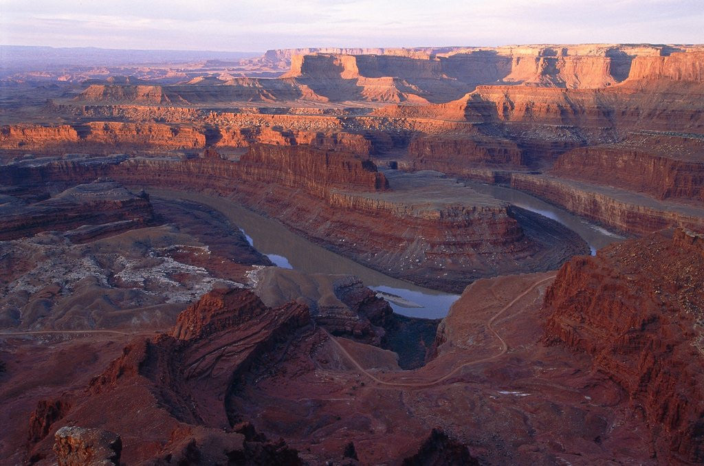 Detail of USA, Utah, Dead Horse Point State Park, Colorado River, Goose Neck at sunrise by Corbis