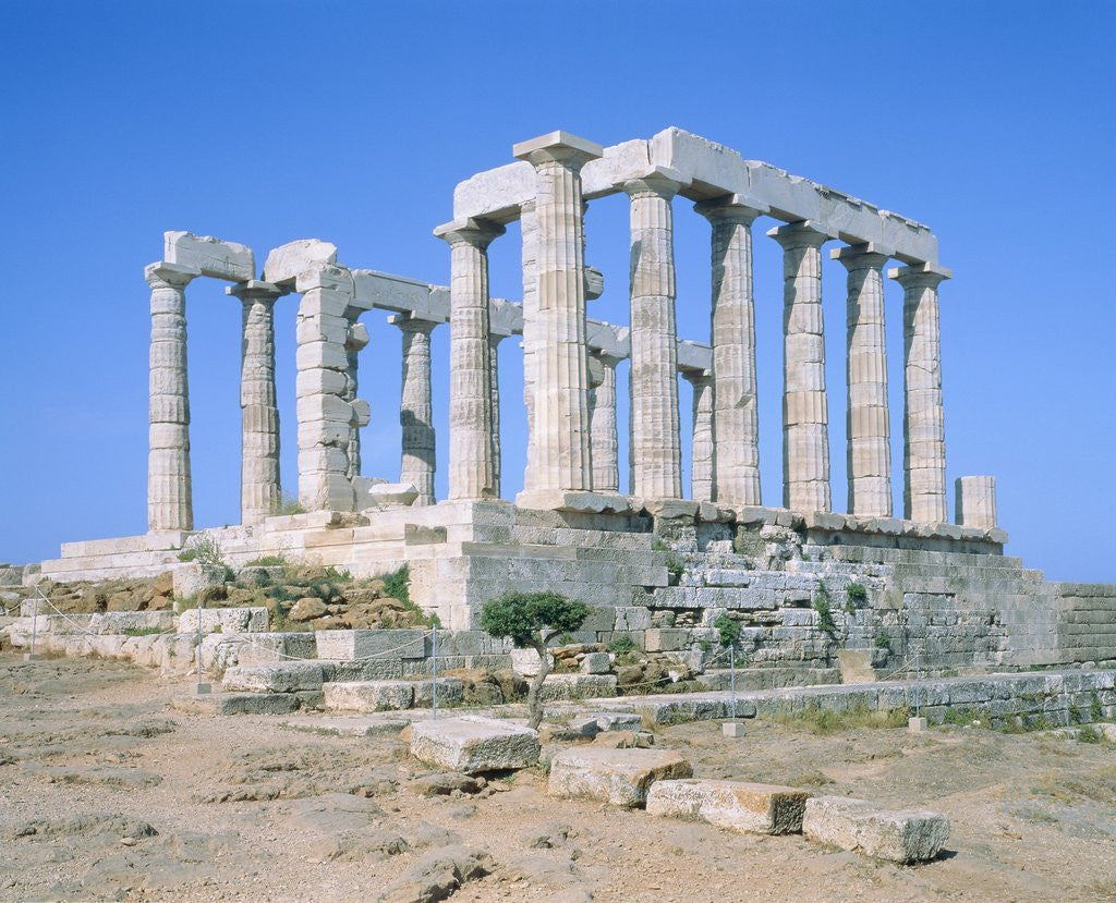Detail of Poseidon Temple in the Sounion National Park, Attica, Greece by Anonymous