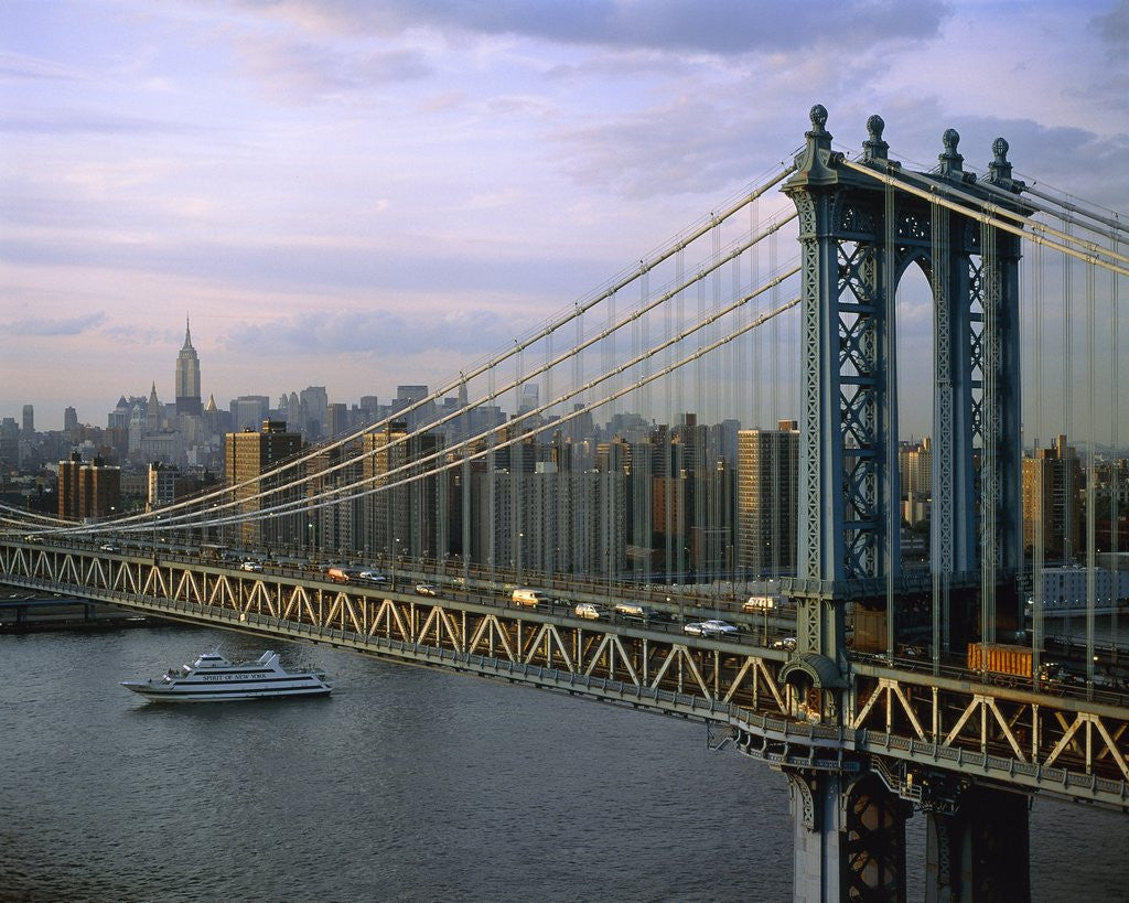 Detail of Brooklyn Bridge and Manhattan by Corbis
