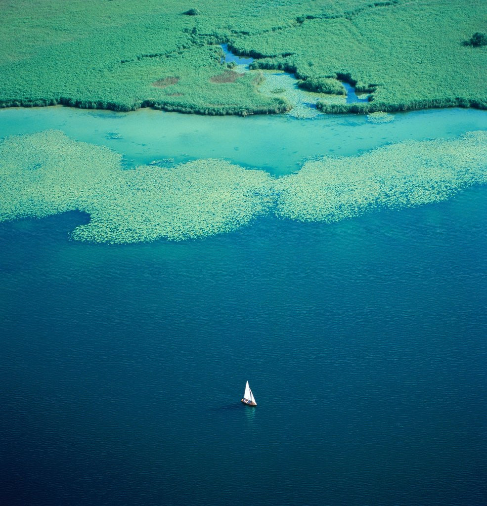 Detail of Sailing boat on lake, Bavaria, Germany by Corbis