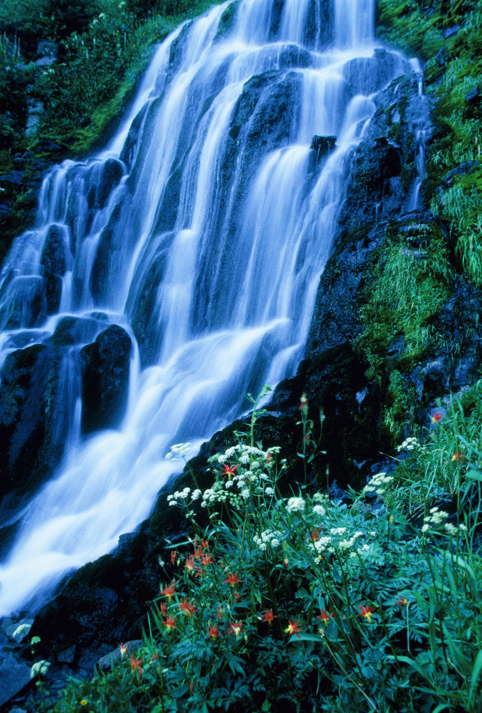 Detail of Vidae Falls waterfall in Crater Lake National Park, Oregon, USA by Corbis