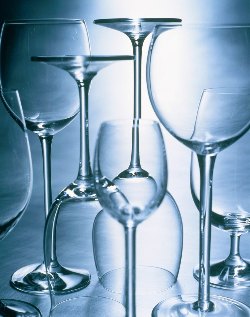 Detail of Still life of different wine glasses by Corbis