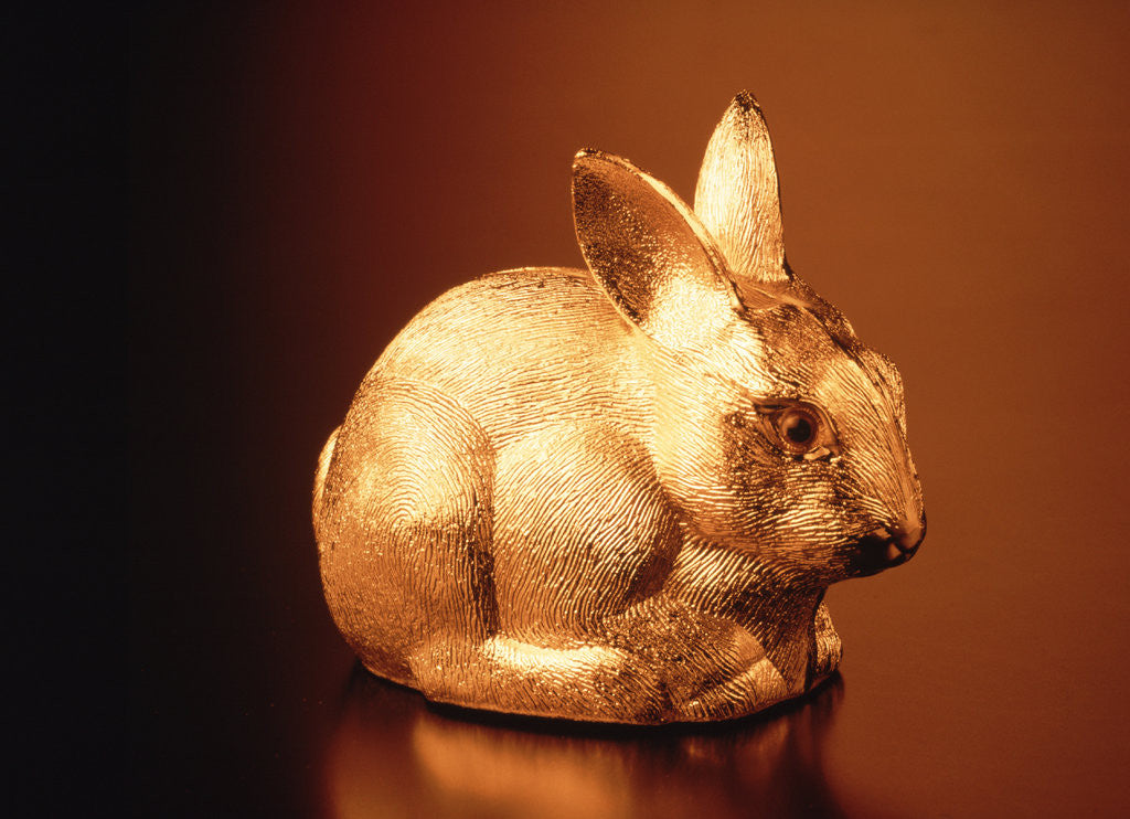 Detail of Golden Easter bunny by Corbis