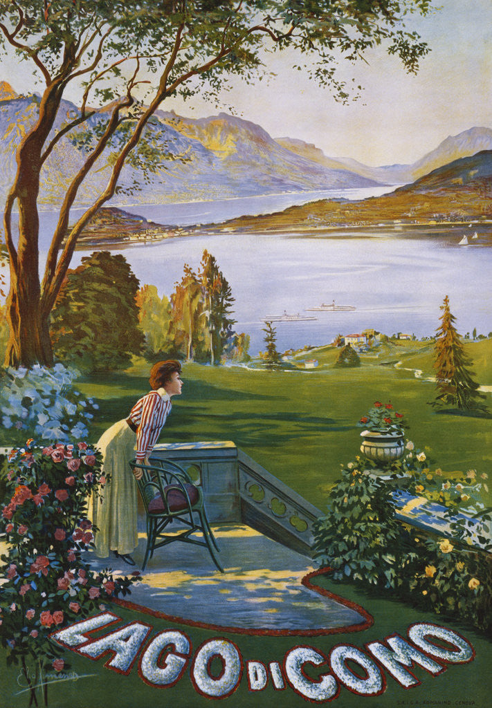 Detail of Lago di Como Poster by Elio Ximenes
