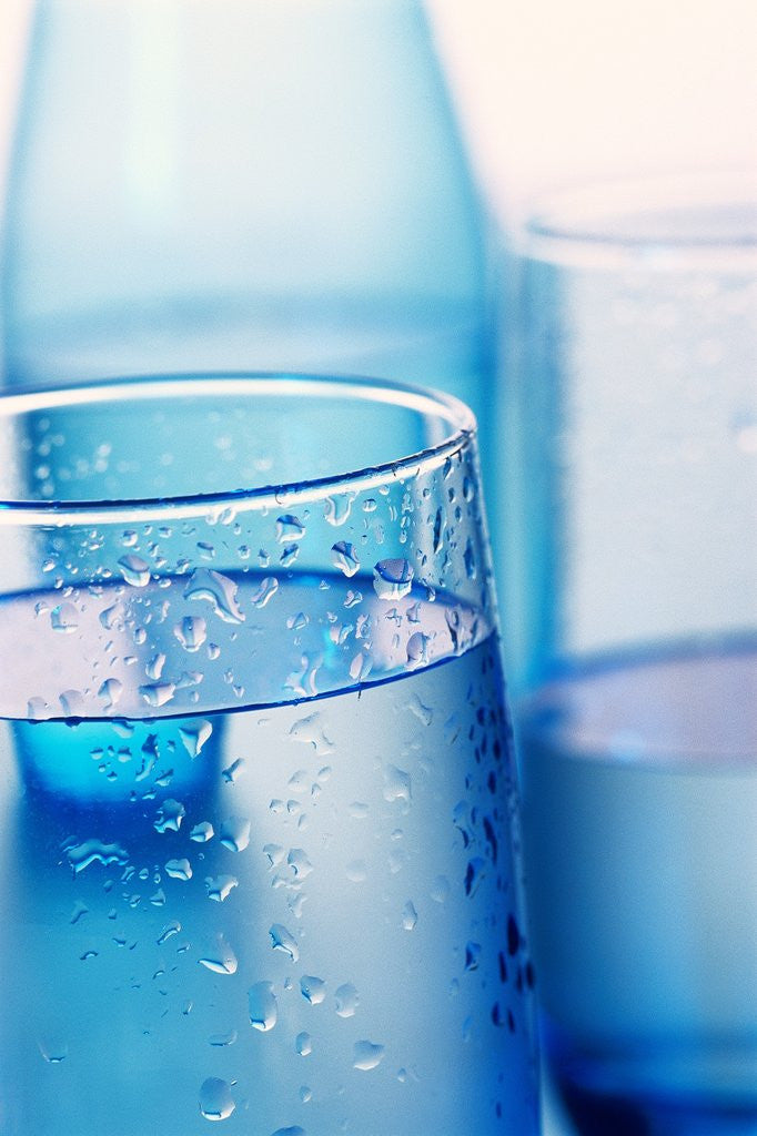 Detail of Bottle and glasses of water by Anonymous